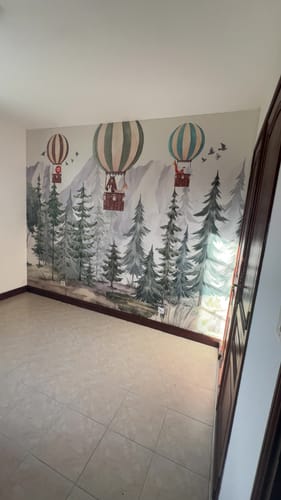 Customer photo review of Papier Peint Animaux Forêt Verte et Animaux Montgolfières