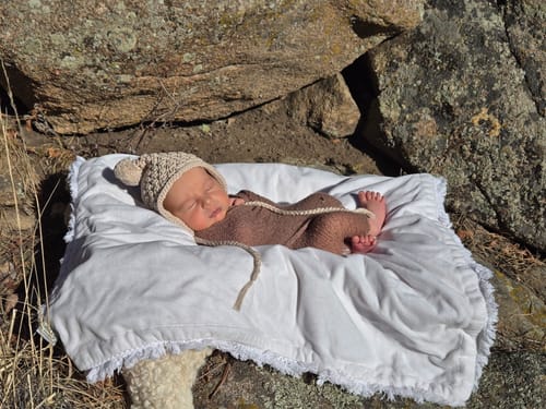 Customer photo review of Luna + Luca Chunky Knit Bonnet - Beige
