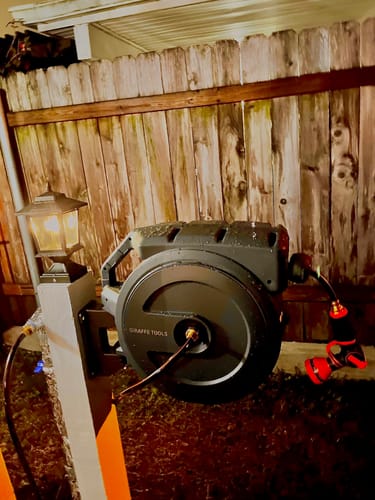 Customer photo review of Retractable Garden Hose Reel 62ft-155ft