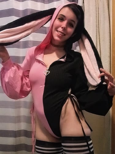 Customer photo review of Chic Bunny Ear Hoodie Bodysuit for sale