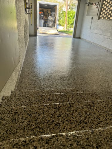 Customer photo review of Epoxy Floor Polymer Flakes - Torginol Collection