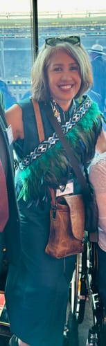 Customer photo review of Paua Blue Ceremonial Short Korowai