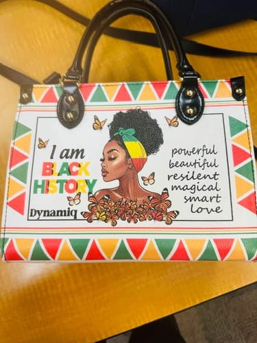 Customer photo review of Black History Power Premium Leather Handbag