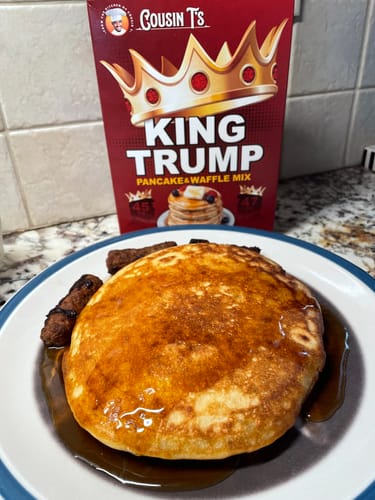 Customer photo review of Cousin T's Gourmet King Trump Pancake & Waffle Mix