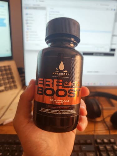 Reseña con foto de un cliente sobre EREBOOST | 60 Cápsulas