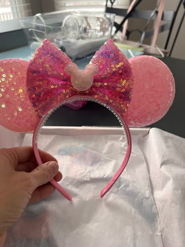Customer photo review of Pastel Pink Iridescent Mickey Ears