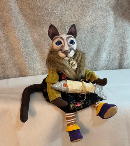 Customer photo review of Crazy Cat Lady Art Doll PDF Pattern Approx 28cm seated