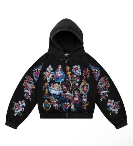 Customer photo review of Righteous Risen King Zip Up Hoodie Black