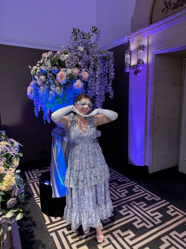 Customer photo review of Barcelona Midi in Lilac by Mac Duggal - RENTAL