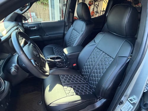 Customer photo review of 2016-23 Toyota Tacoma Custom Leather Seat Covers