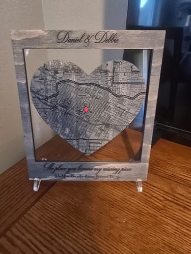 Customer photo review of Where It All Began 3D Wooden Location/City Map