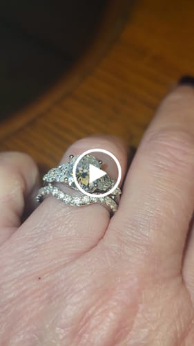 Customer video review of Oval Cut Moissanite With Marquise Cluster Engagement Ring