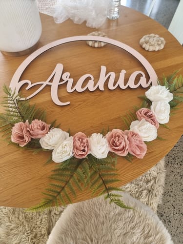 Customer photo review of Painted Name Hoop