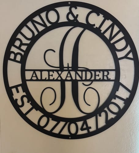 Customer photo review of Elaborate Name - Steel Sign