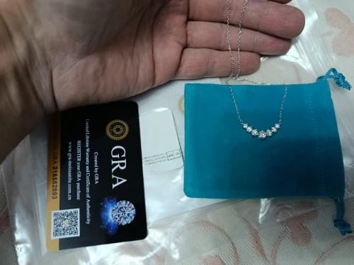 Customer photo review of Moissanite Necklace for Woman Wedding Fine Jewely with Certificates 925 Sterling Sliver Plated 18k White Gold Necklace