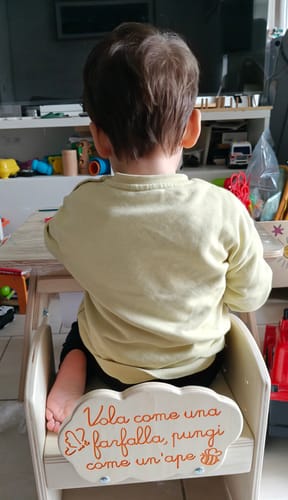 Customer photo review of Tavolino multiattività per bambini (sediolina inclusa)