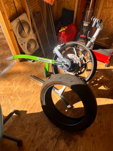 Customer photo review of ULTIMATE Kit - Street Bike Tire Changer
