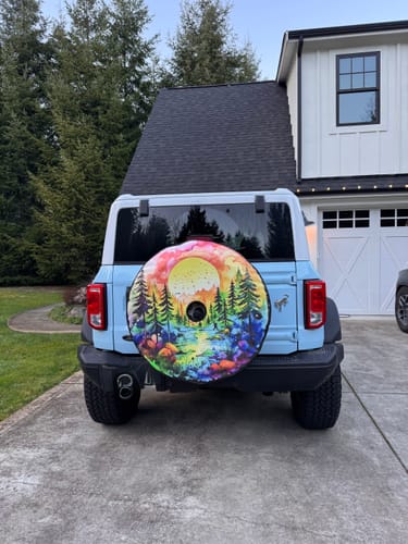 Customer photo review of Custom Spare Tire Cover for Jeep, RV, Bronco Camper, Trailer, & More