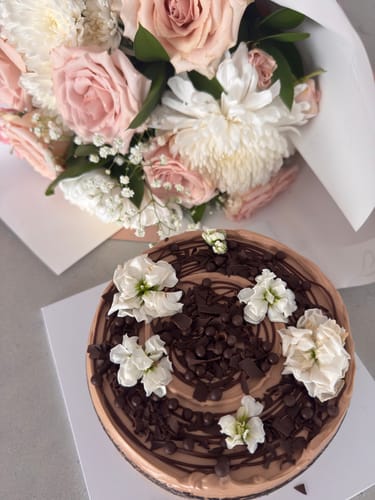 Customer photo review of double chocolate cake