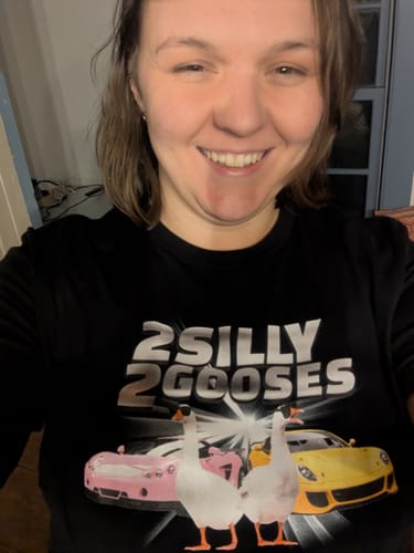 Customer photo review of 2 Silly 2 Gooses Unisex t-shirt