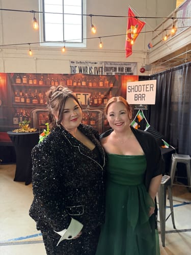 Customer photo review of Teresa Organza Gown in Green by Theia Couture - RENTAL