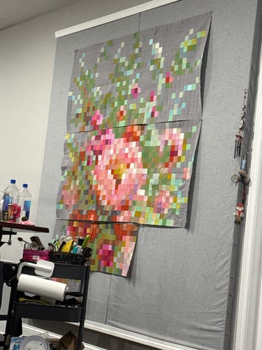 Customer photo review of Tilda Flower Bouquet Embroidery Quilt Grey Chambray