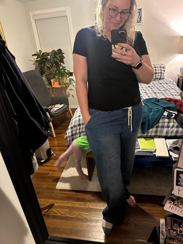 Customer photo review of Lennon Drawstring Wide Leg Tall Jean - Medium Wash