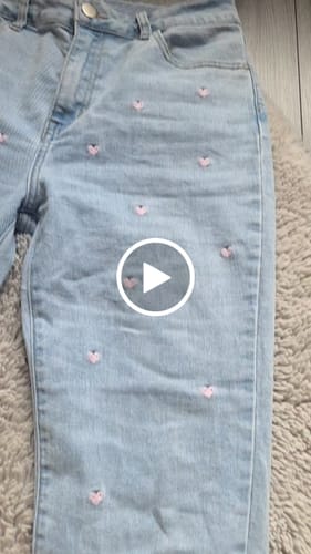 Customer video review of Stretch Mom Jeans pink Heart RD3388