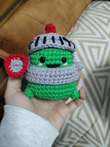 Customer photo review of Marsh The Knight Frog Crochet Kit