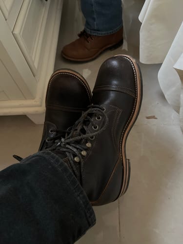 Customer photo review of Munson CapToe Logging Boot -luosjiet®boots - Dark Brown Waxed Flesh