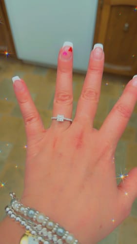 Customer photo review of Iva 1 Carat Princess Cut Side Stone Pave Lab Grown Diamond Ring in 925 Sterling Silver