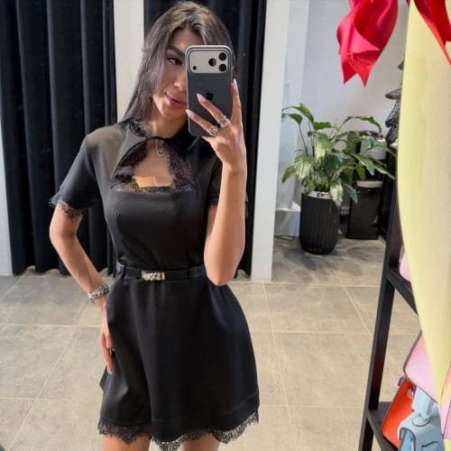 Customer photo review of Athena High-Waist Lace Mini Dress
