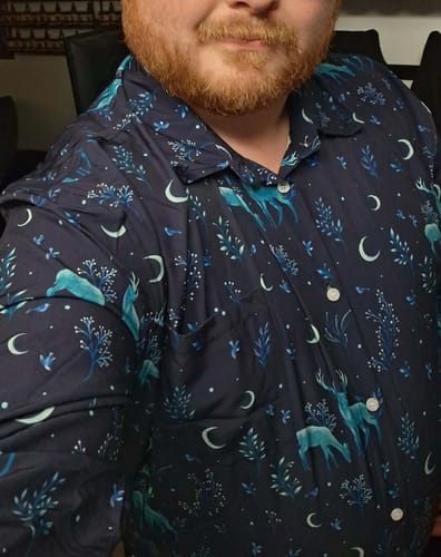 Customer photo review of Episodic Deers in the moonlight Long Sleeve Button Up Shirt
