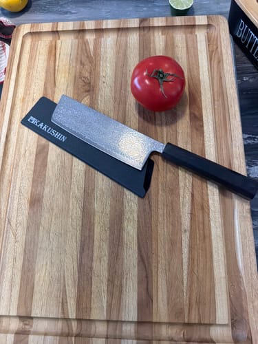 Customer photo review of Hatsukokoro Hikari Damascus SLD Ebony Nakiri 170mm