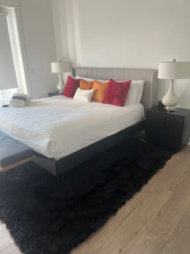 Customer photo review of Luxury Machine Washable Faux Sheepskin Rug - Pet & Stain Proof Shag Carpet | Eco-Friendly for Bedroom, Nursery, Living Room