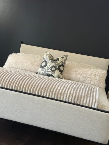 Customer photo review of Cream and Black Florals Pillow Cover