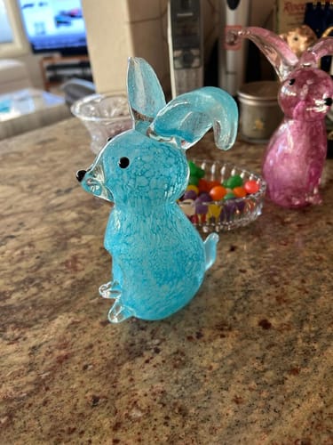 Customer photo review of Large Glass Rabbit, Blue Boppy