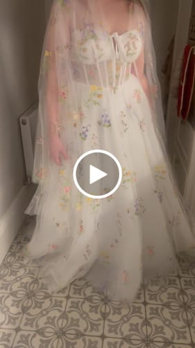 Customer video review of Infinity Corset Floral Embroidery Long Wedding Dress