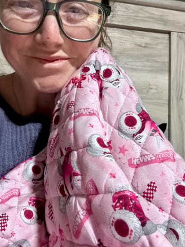 Customer photo review of Magical Mayhem Bamboo Quilted Blanket