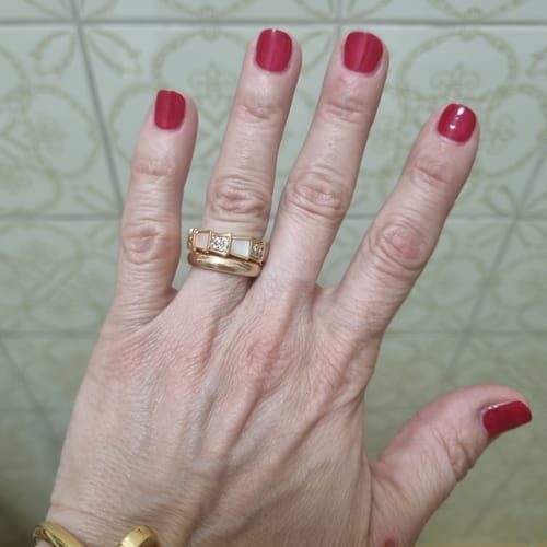 Customer photo review of SERPENTI RING PINK GOLD MOP DIAMOND PAVED 4MM