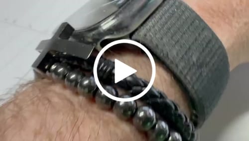 Customer video review of FIDES Cross Leather & Magnetic Titanium Bead Bracelet: Helps Pair Veterans With A Service Dog Or Shelter Dog