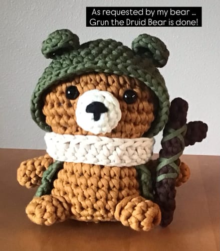 Customer photo review of Grun The Druid Bear Crochet Kit