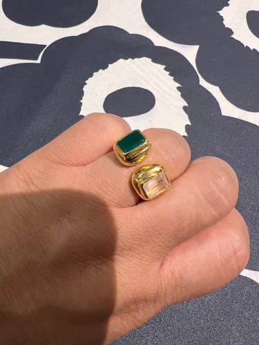 Customer photo review of GREEN AGATE ROSE QUARTZ RING