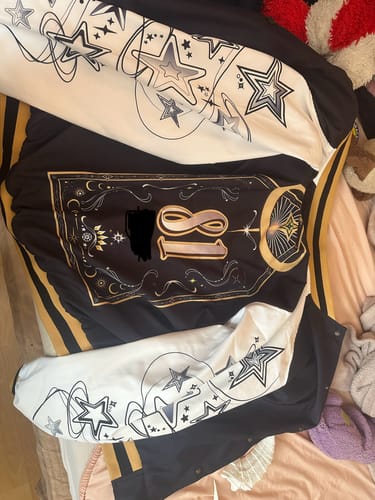 Customer photo review of Custom Black Old Gold-Black Raglan Sleeves Varsity Full-Snap Letterman Jacket