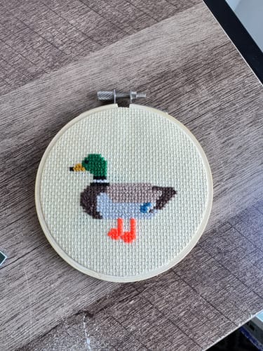 Customer photo review of Duck Cross Stitch Kit