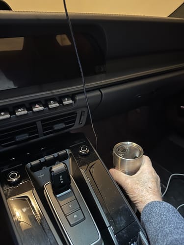 Customer photo review of The Flip Porsche 992 Cup Holder