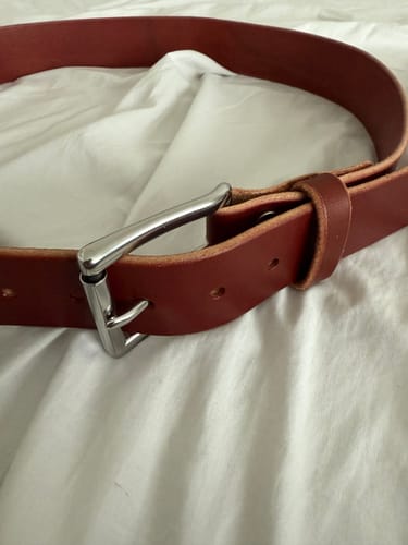Customer photo review of The Man Belt – 1¾″ Heavy-Duty Leather Work Belt (Chestnut)