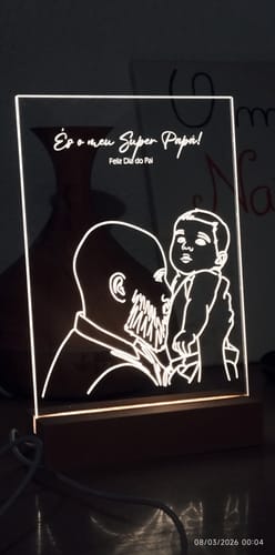 Customer photo review of Placa Retrato Line Art Personalizado