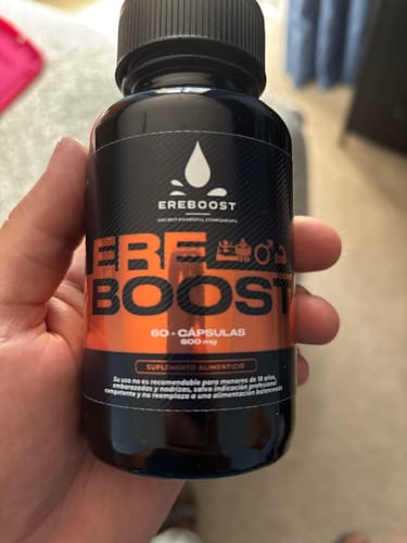 Reseña con foto de un cliente sobre EREBOOST | 60 Cápsulas