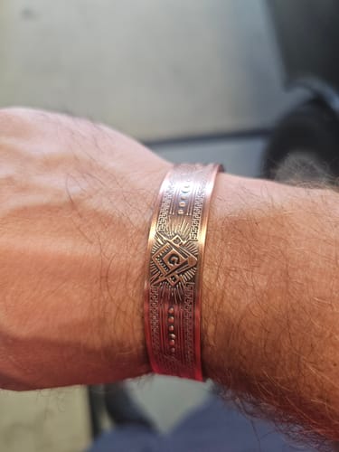 Customer photo review of Mens Masonic Bangle Pure Copper Bracelet - Magnetic